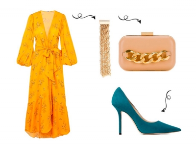 Модный образ с желтым воздушным платьем